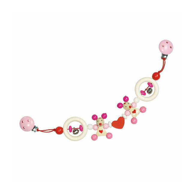 Chaine poussette souris rose Heimess