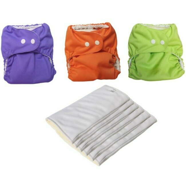 Pack complet couches lavables TE1 Sensitive + 10 inserts en coton + sac  imperméable + voiles de protection