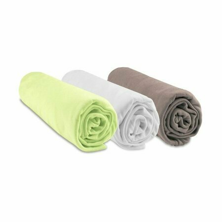 Lot de 3 draps housses viscose de bambou - anis blanc taupe