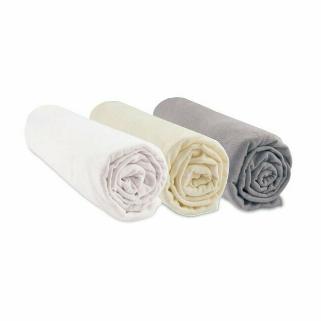 Lot de 3 draps housses coton BIO - blanc écru noisette