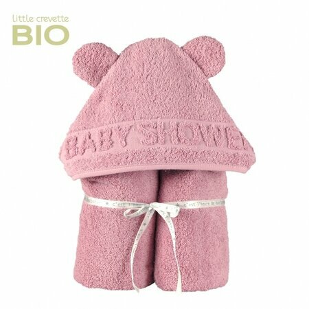 Sortie de bain bébé à oreilles Baby Shower vieux rose