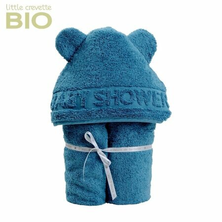 Sortie de bain à oreilles Baby Shower bleu canard