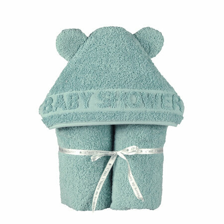 Sortie de bain bébé à oreilles Baby Shower vert céladon