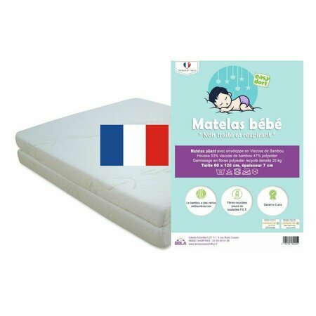 Matelas PLIANT 60x120 Bambou Lit bébé Lit Parapluie