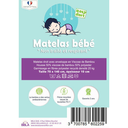 Matelas 70x140 Bambou SECOND CHOIX *Ni repris-Ni échangé*