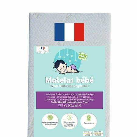 Matelas 40x80 Bambou Berceau Bébé SECOND CHOIX *Ni repris-Ni échangé*