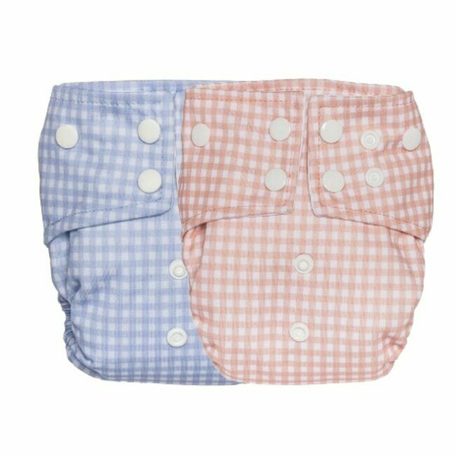 Couche lavable nouveau-n&eacute; - Vichy (avec insert int&eacute;gr&eacute;)